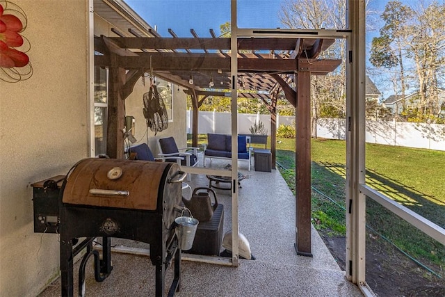 43 Coral Cv, Brunswick, GA 31523 - view of patio / terrace with a pergola and an outdoor living space