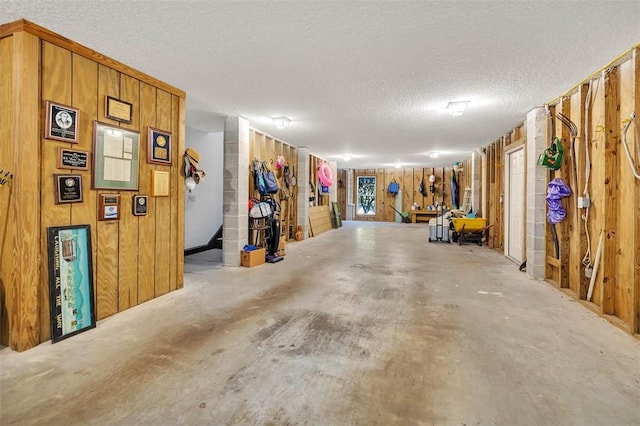113 Cabretta Island Cir, Brunswick, GA 31520 - below grade area featuring a textured ceiling and wooden walls