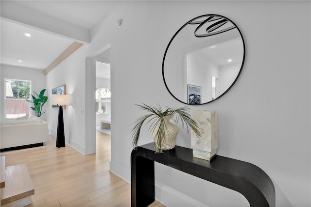 hall featuring light hardwood / wood-style flooring