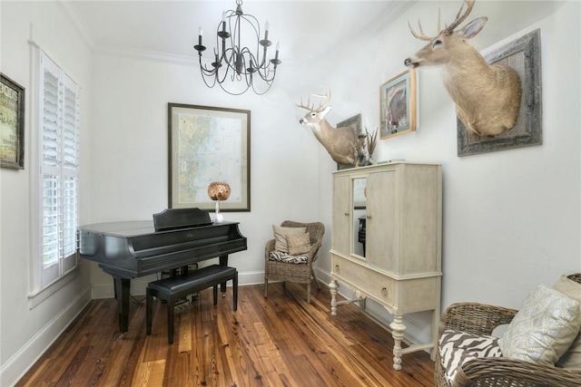 109 Mooring Ln, Saint Marys, GA 31558 - living area with a chandelier, ornamental molding, and wood finished floors