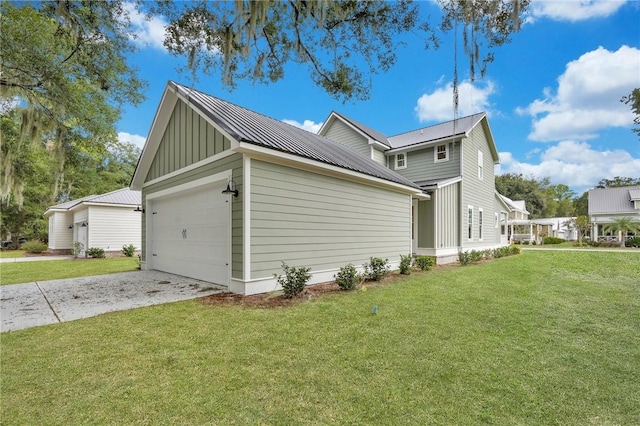 view of home's exterior with a yard