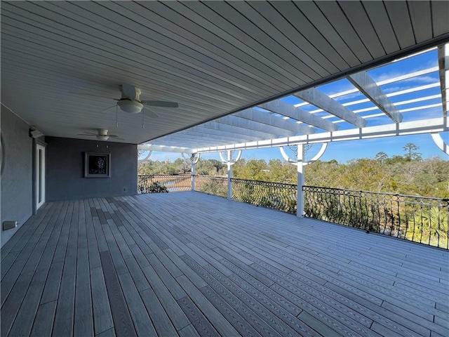 wooden terrace with ceiling fan