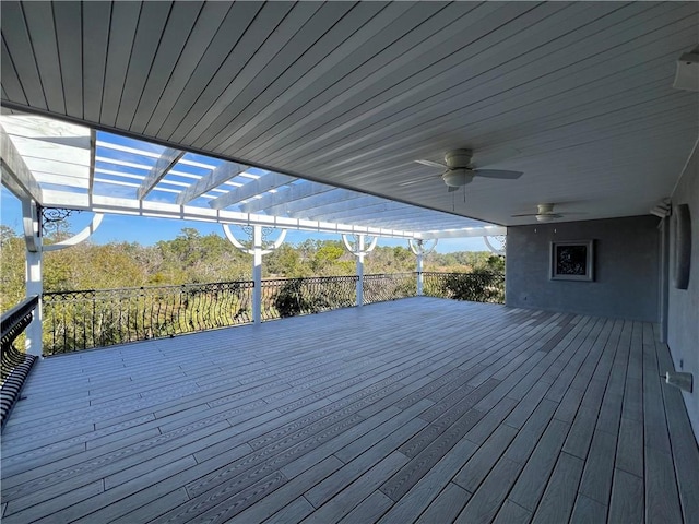 wooden terrace with ceiling fan