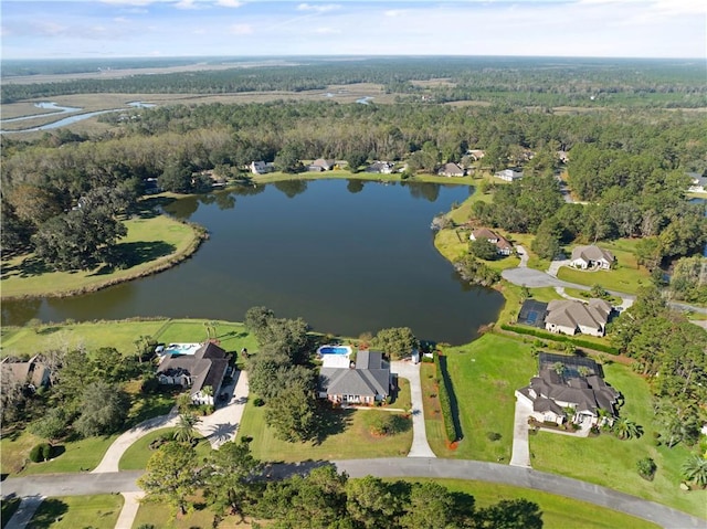 bird's eye view featuring a water view