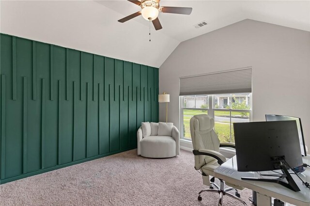 116 Heatherly Way, Brunswick, GA 31523 - carpeted office space featuring lofted ceiling and a ceiling fan