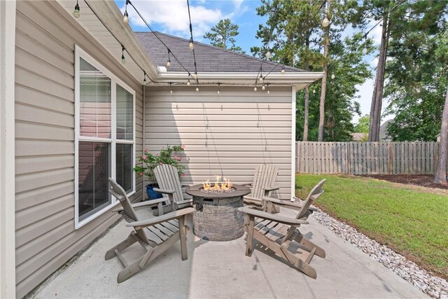 116 Heatherly Way, Brunswick, GA 31523 - view of patio / terrace with a fire pit