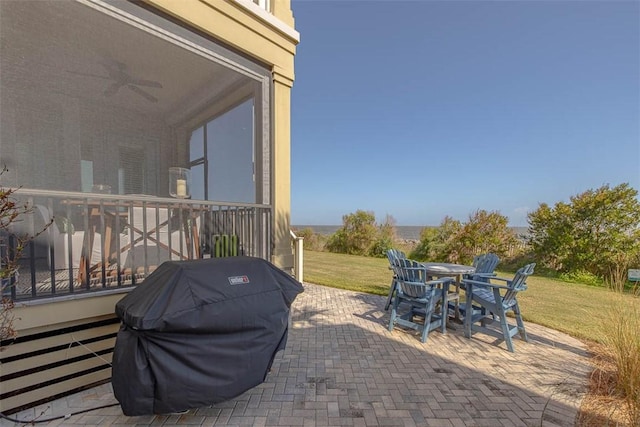 view of patio / terrace featuring a grill