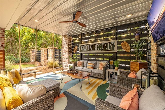 10 Fern Ln, Saint Simons Island, GA 31522 - view of patio with an outdoor living space and ceiling fan