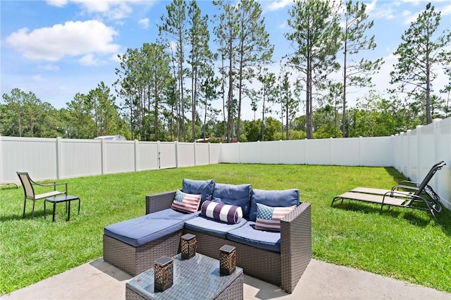 1616 Ashantilly Dr, Darien, GA 31305 - fenced backyard featuring outdoor lounge area and a patio area