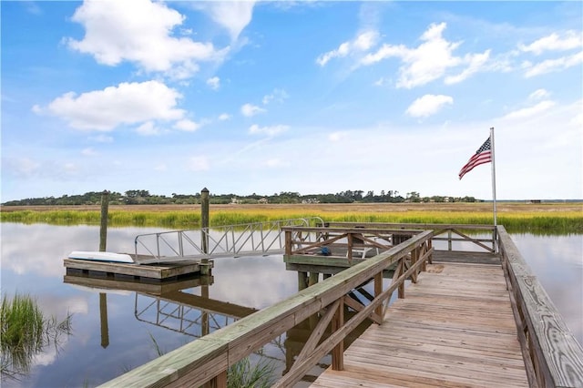 view of dock featuring a water view