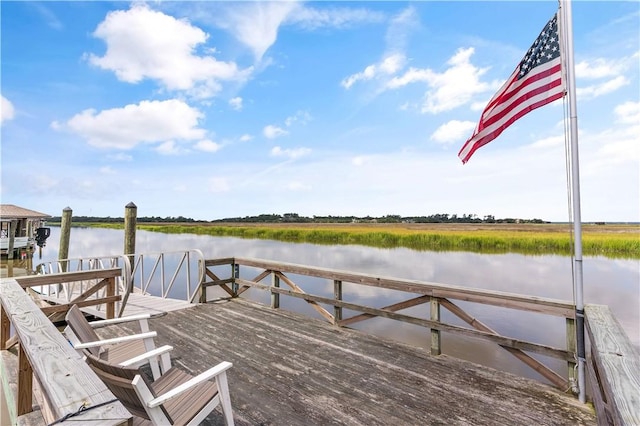 view of dock featuring a water view