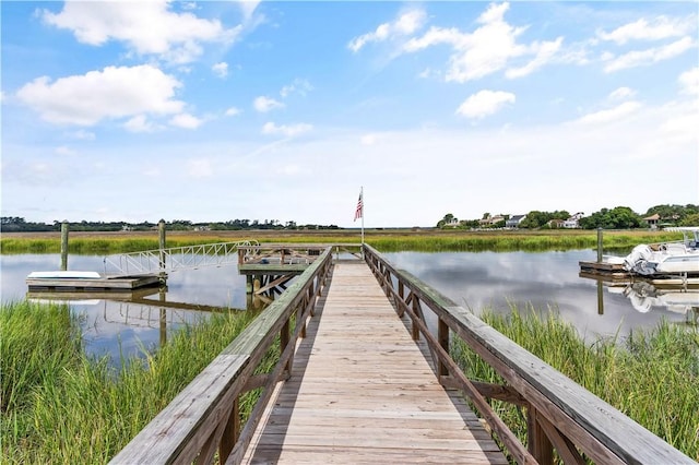 dock area featuring a water view