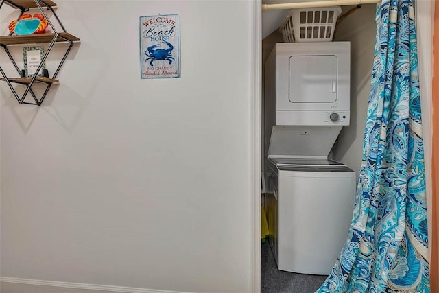 103 Travellers Way, Saint Simons Island, GA 31522 - washroom featuring stacked washer and clothes dryer