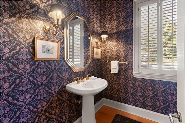 bathroom featuring hardwood / wood-style flooring