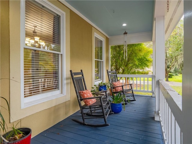 wooden deck featuring a porch