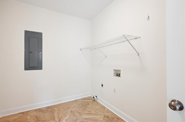 340 Oak Grove Island Dr, Brunswick, GA 31523 - laundry area featuring electric panel, hookup for a washing machine, and hookup for an electric dryer
