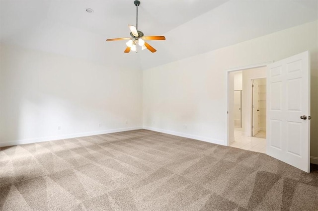 340 Oak Grove Island Dr, Brunswick, GA 31523 - carpeted empty room with a ceiling fan and vaulted ceiling