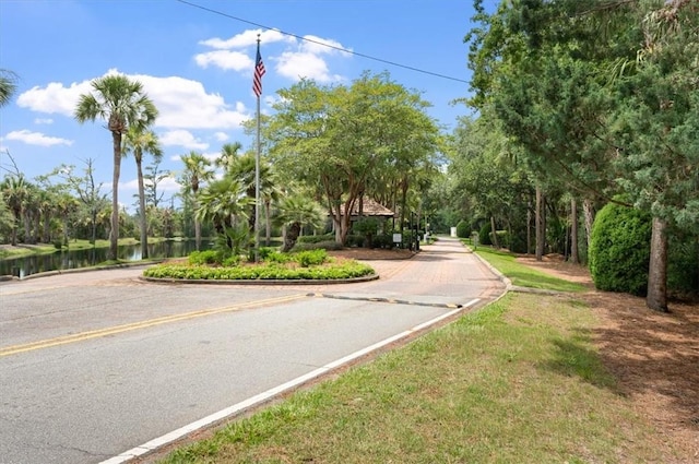 340 Oak Grove Island Dr, Brunswick, GA 31523 - view of asphalt road with a water view, curbs, and view of scattered trees