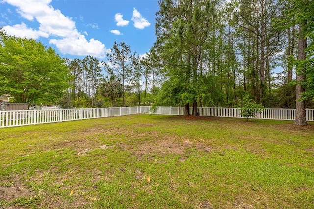 view of yard featuring a fenced backyard