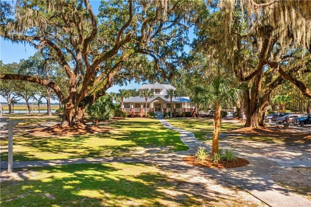 view of home's community with a lawn