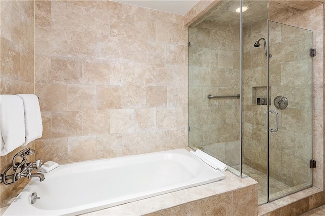 bathroom with independent shower and bath