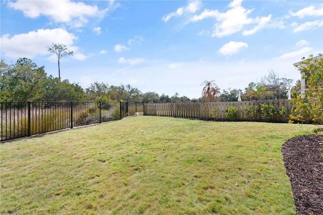 view of yard featuring a fenced backyard