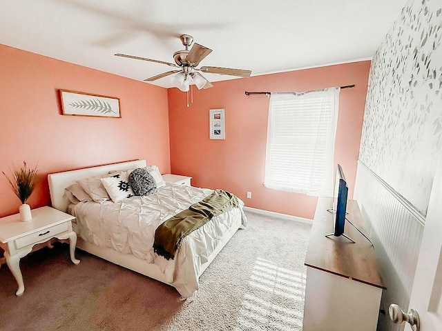 272 NE Whippoorwill Way, Ludowici, GA 31316 - bedroom with baseboards, carpet flooring, and a ceiling fan