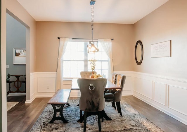 272 NE Whippoorwill Way, Ludowici, GA 31316 - dining room with dark wood-style flooring, wainscoting, and a decorative wall
