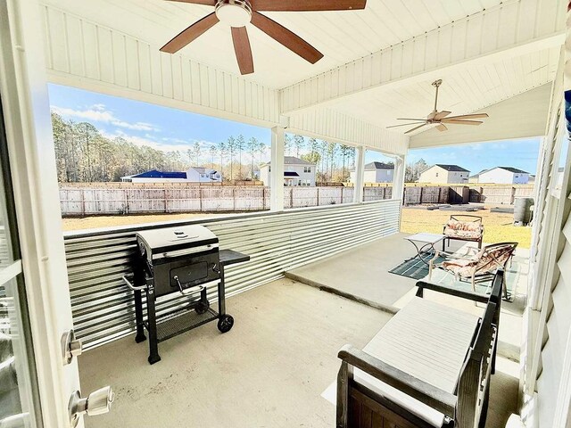 272 NE Whippoorwill Way, Ludowici, GA 31316 - view of patio / terrace featuring a fenced backyard and a ceiling fan