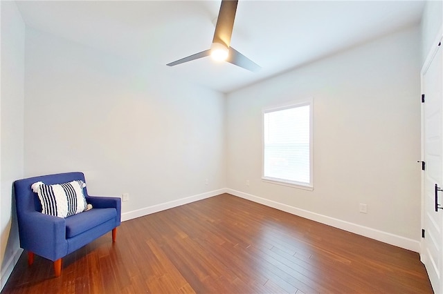 3935 Memorial Dr, Waycross, GA 31503 - sitting room featuring a ceiling fan, baseboards, and wood finished floors