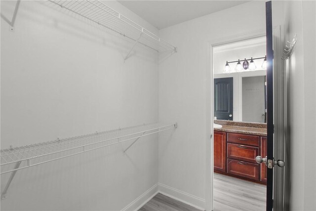 walk in closet featuring light wood-type flooring