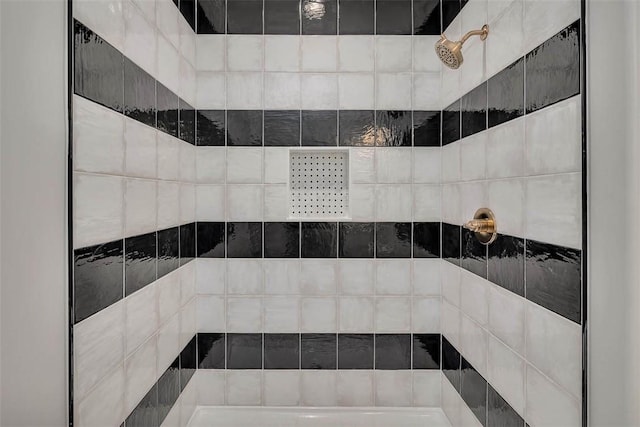details with a tile shower