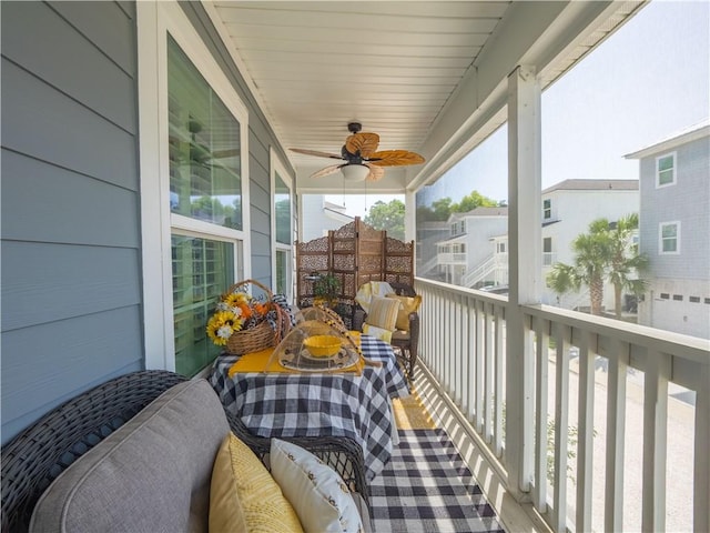 138 Mohr Club Dr, Darien, GA 31305 - balcony featuring a ceiling fan