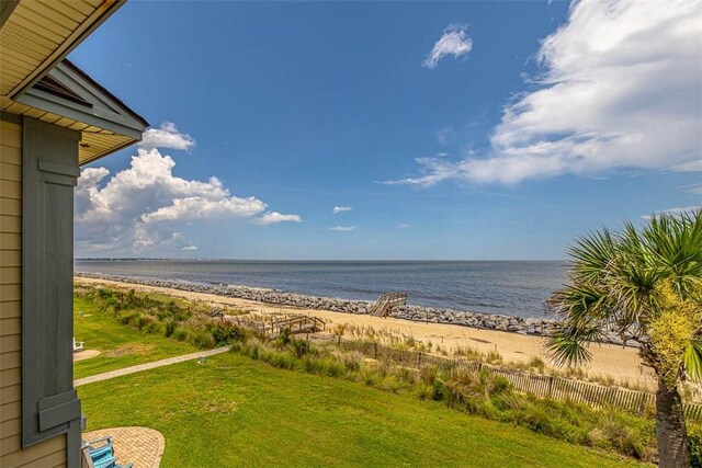 view of water feature with a view of the beach