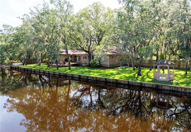 105 Driftwood Pl, Saint Simons Island, GA 31522 - back of property with a gazebo and a water view