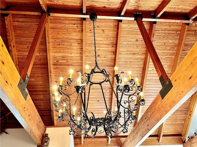 details featuring beam ceiling and wooden ceiling