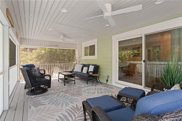 630 Sheraton Plz, Saint Simons Island, GA 31522 - wooden deck with a ceiling fan and an outdoor living space