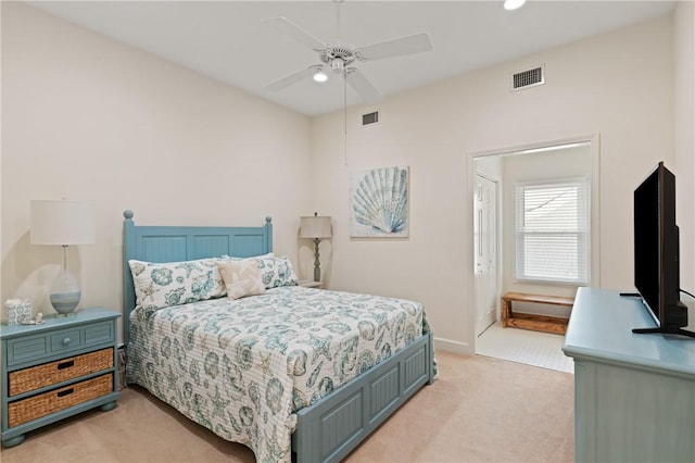 630 Sheraton Plz, Saint Simons Island, GA 31522 - bedroom featuring light carpet, recessed lighting, and ceiling fan