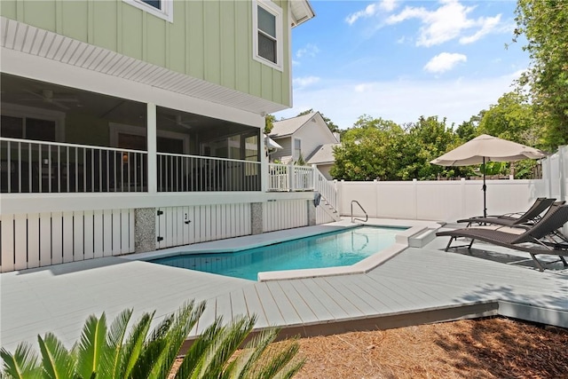 630 Sheraton Plz, Saint Simons Island, GA 31522 - view of pool with a sunroom, a deck, and stairs