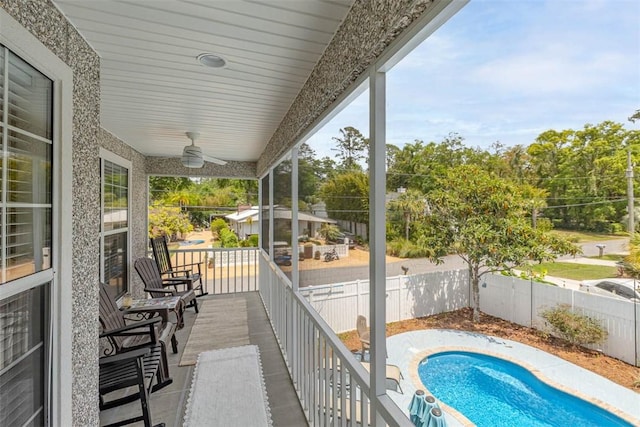 200 Colgana Way, Saint Simons Island, GA 31522 - balcony with ceiling fan and view of pool