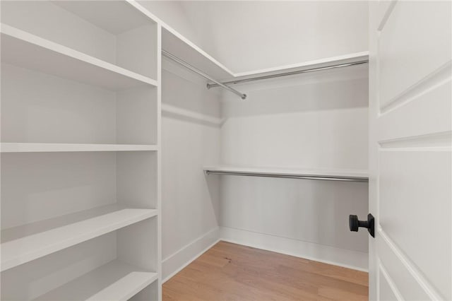 walk in closet with hardwood / wood-style flooring