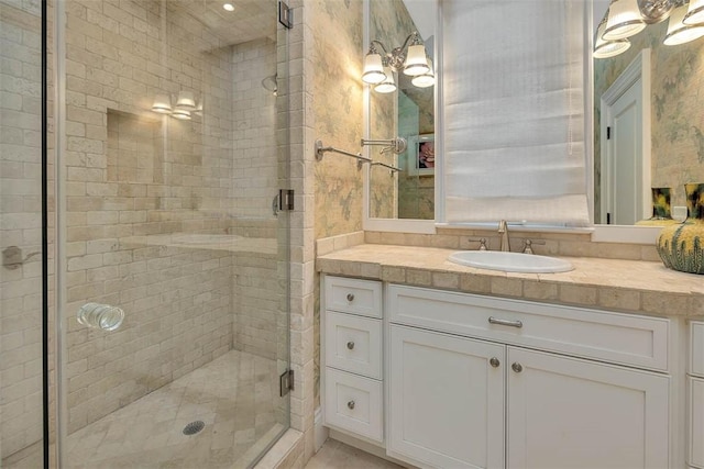 117 Hawkins Island Cir, Saint Simons Island, GA 31522 - bathroom featuring a shower stall and vanity