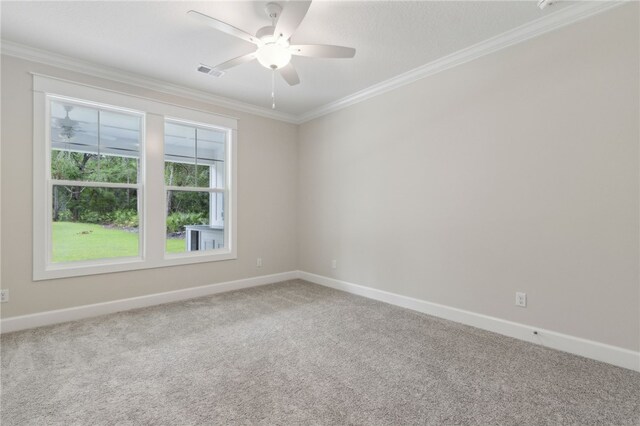 154 Ossabaw Way, Waverly, GA 31565 - carpeted spare room with ornamental molding and a ceiling fan