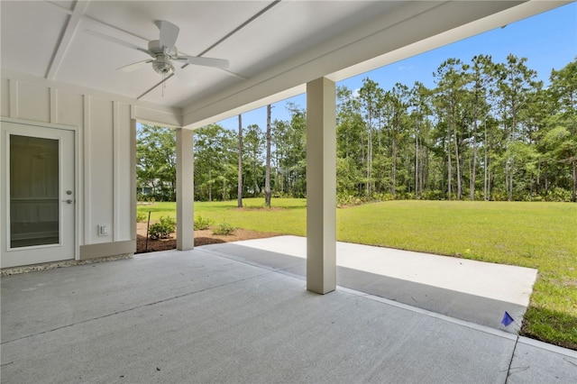 154 Ossabaw Way, Waverly, GA 31565 - view of patio / terrace featuring ceiling fan and view of scattered trees