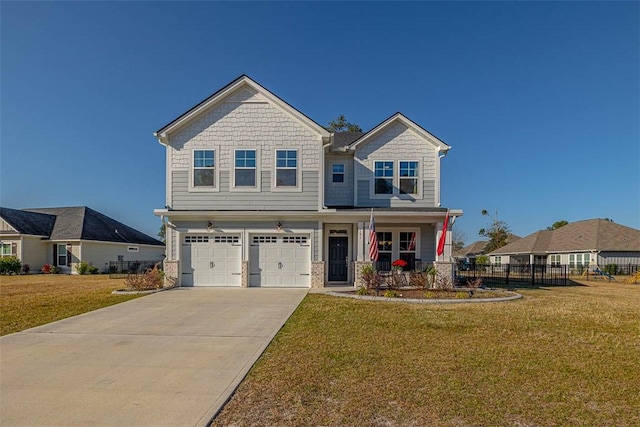 view of front facade featuring a garage and a front lawn