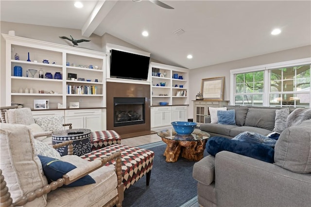 636 Old Plantation Rd, Jekyll Island, GA 31527 - living room with a fireplace, recessed lighting, and ceiling fan