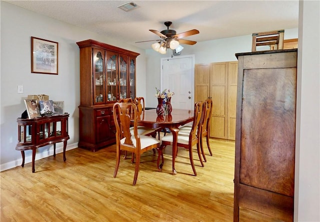 2300 Albany Ave, Waycross, GA 31503 - dining area featuring light wood finished floors, a ceiling fan, and baseboards