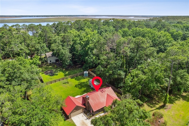 70 Buntin St, Woodbine, GA 31569 - drone / aerial view of a forest and a nearby body of water