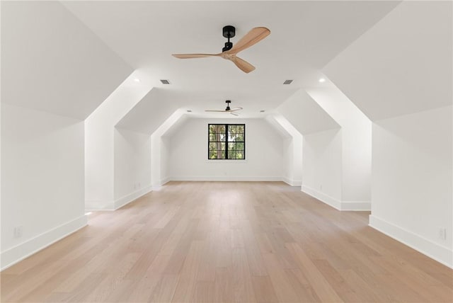 104 Point Ln, Saint Simons Island, GA 31522 - bonus room with a ceiling fan, vaulted ceiling, light wood finished floors, and recessed lighting