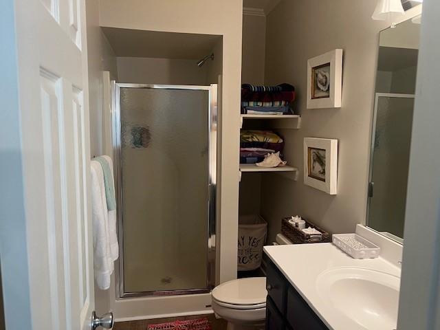 1186 Winterberry Ct NE, Townsend, GA 31331 - full bath with a shower stall, vanity, and toilet